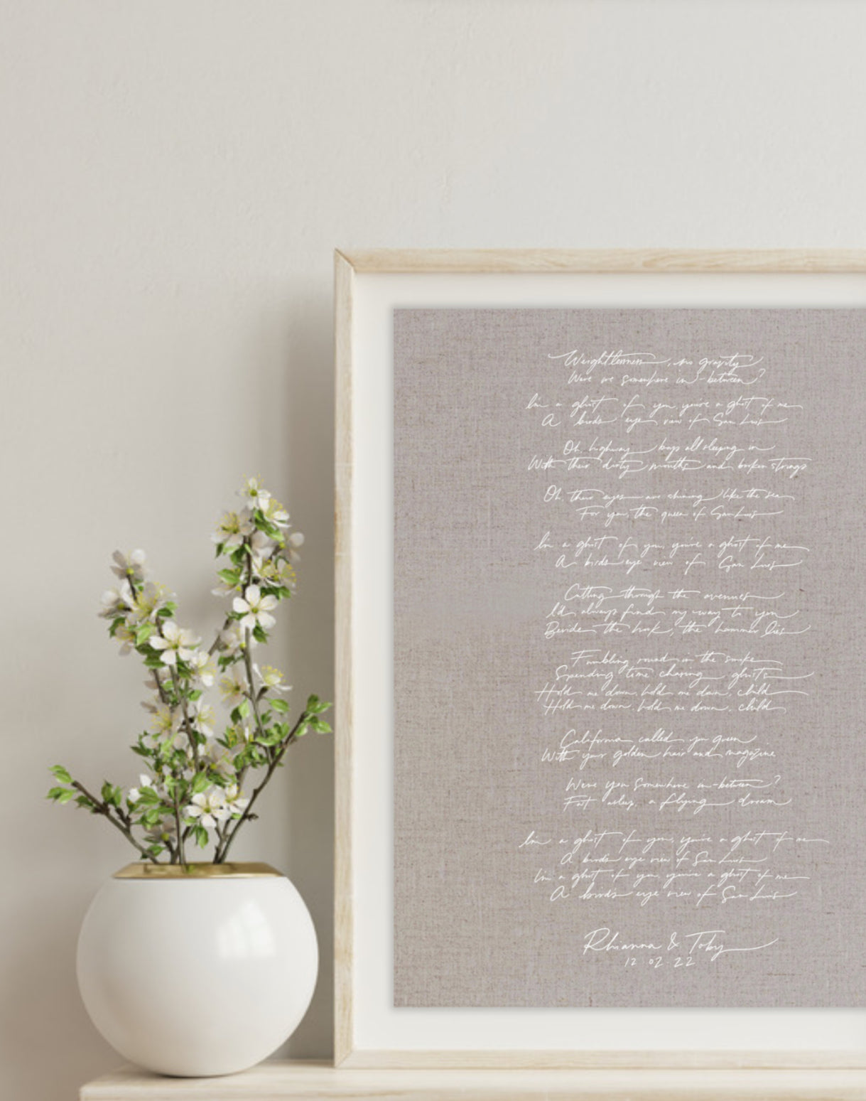 Hand Lettered Linen Canvas Artwork